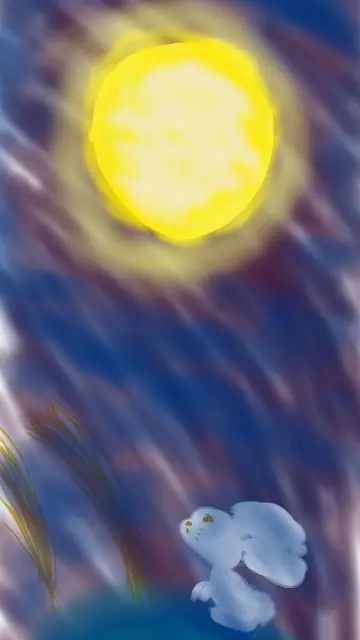 月をみる兎
